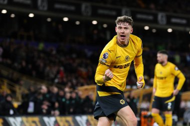 Wolverhampton Wanderers 'dan Jrgen Strand Larsen, 1 Nisan 2025' te İngiltere 'nin Wolverhampton kentinde oynanan Premier League maçında Wolverhampton Wanderers-West Ham United maçında tepki gösterdi.