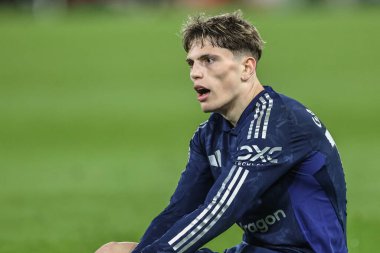 Manchester United takımından Alejandro Garnacho, 1 Nisan 2025 'te İngiltere' nin Nottingham City Ground kentinde oynanan Premier League maçı sırasında tepki gösterdi.