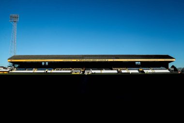 Cledara Abbey Stadyumu 'nun, 1 Nisan 2025' te Cledara Abbey Stadyumu 'nda oynanan Cambridge United - Wrexham maçından önceki genel görüntüsü.
