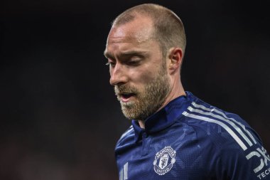 Manchester United takımından Christian Eriksen Premier League maçında Nottingham Forest, Manchester United 'a karşı City Ground, Nottingham, İngiltere' de 1 Nisan 2025