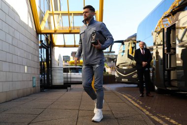 West Ham United 'tan Aaron Cresswell, 1 Nisan 2025' te İngiltere 'nin Wolverhampton kentinde oynanan Premier Lig karşılaşmasında Wolverhampton Wanderers' a karşı West Ham United maçı öncesinde geldi.
