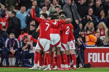 Nottingham Ormanı 'ndan Anthony Elanga Premier League maçında Nottingham Forest Manchester United' a karşı 1 Nisan 2025 'te City Ground, Nottingham, İngiltere' de 1-0 kazanma golünü kutluyor.