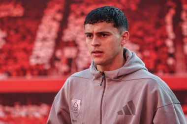 Nottingham Ormanı 'ndan Ramn Sosa Premier Lig maçı sırasında Nottingham Forest, Manchester United' a karşı City Ground, Nottingham, 1 Nisan 2025 'de geldi.