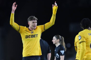 Wolverhampton Wanderers 'dan Jrgen Strand Larsen, 1 Nisan 2025' te İngiltere 'nin Molineux kentinde oynanan Premier League maçında Wolverhampton Wanderers - West Ham United maçında takımının kazanmasını kutladı.