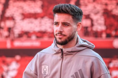 Nottingham Ormanı 'ndan Lex Moreno Premier Lig maçı sırasında Nottingham Forest, Manchester United' a karşı City Ground, Nottingham, 1 Nisan 2025 'de geldi.