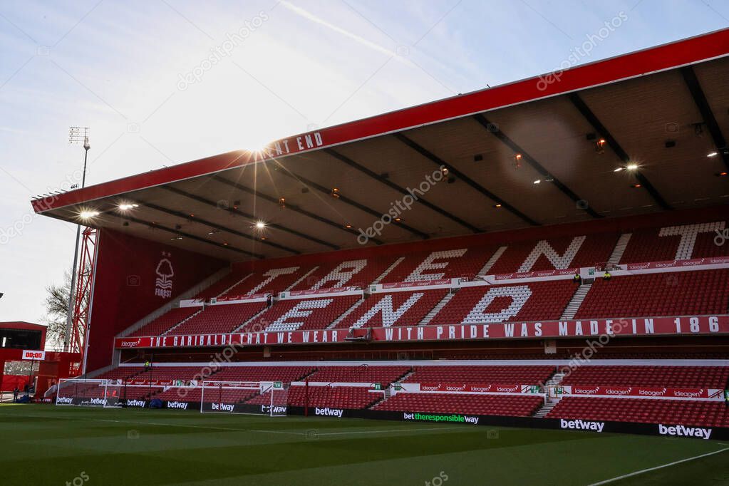 A general view of City Ground during the Premier League match Nottingham Forest vs Manchester United at City Ground, Nottingham, United Kingdom, 1st April 2025