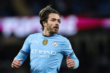 Manchester City ile Leicester City arasındaki Premier League maçı sırasında Manchester City 'den Jack Grealish, Etihad Stadyumu, İngiltere, 2 Nisan 2025