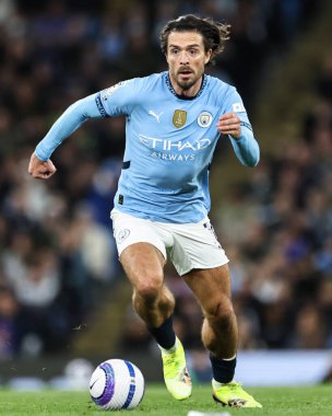 Manchester City 'den Jack Grealish, Premier League maçında Manchester City ile Leicester City arasında 2 Nisan 2025' te Etihad Stadyumu 'nda devam ediyor.