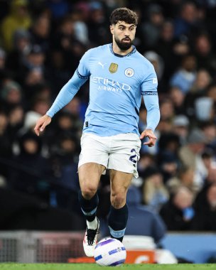 Manchester City 'den Joko Gvardiol Premier Lig maçı sırasında Etihad Stadyumu' nda Manchester City ile Leicester City arasında 2 Nisan 2025 tarihinde oynanan karşılaşmada