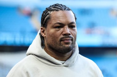 Joe Joyce MBE profesyonel boksör Premier Lig karşılaşması öncesinde Manchester City ile Leicester City Etihad Stadyumu, Manchester, İngiltere, 2 Nisan 2025