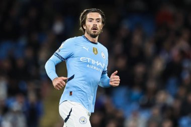 Manchester City ile Leicester City arasındaki Premier League maçı sırasında Manchester City 'den Jack Grealish, Etihad Stadyumu, İngiltere, 2 Nisan 2025