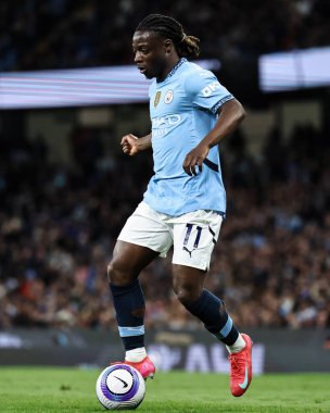 Manchester City 'den Jrmy Doku, Premier League maçında Manchester City ile Leicester City arasında 2 Nisan 2025' te Etihad Stadyumu 'nda devam ediyor.