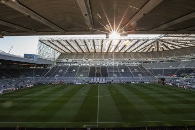 Premier Lig karşılaşması öncesinde St. Jamess Park 'ın genel görünümü Newcastle United ile Brentford arasındaki St. James' s Park, Newcastle, İngiltere, 2 Nisan 2025
