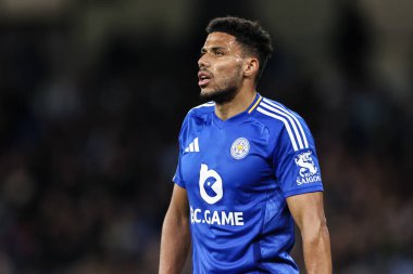 Leicester City 'den James Justin Premier League maçı sırasında Manchester City, Etihad Stadyumu' nda Leicester City 'e karşı, 2 Nisan 2025
