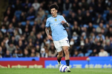 Manchester City 'den Nico O' Reilly Premier League maçı sırasında Etihad Stadyumu 'nda Manchester City' ye karşı Leicester City maçı yapıyor.