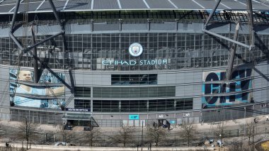 Premier Lig maçında Etihad Stadyumu 'nun havadan görünüşü Manchester City ile Leicester City' nin Etihad Stadyumu 'nda 2 Nisan 2025