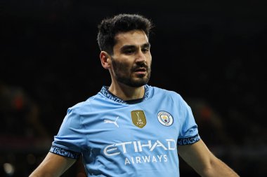 Manchester City ile Leicester City arasındaki Premier League maçı sırasında Manchester City 'den lkay Gndoan, Etihad Stadyumu, İngiltere, 2 Nisan 2025