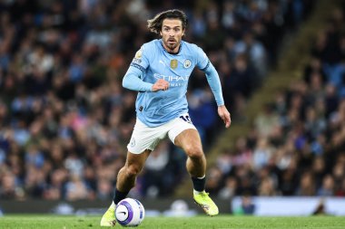 Manchester City 'den Jack Grealish, Premier League maçında Manchester City ile Leicester City arasında 2 Nisan 2025' te Etihad Stadyumu 'nda devam ediyor.