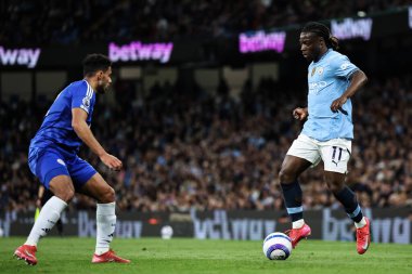 Manchester City 'den Jrmy Doku, Premier League maçında Manchester City ile Leicester City arasında 2 Nisan 2025' te Etihad Stadyumu 'nda devam ediyor.