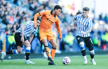 Hull City 'den Mason Burstow, Sheffield Wednesday' in 5 Nisan 2025 'te Hillsborough, Sheffield City' de Hull City 'ye karşı oynadığı Sky Bet Şampiyonası maçında pas attı.