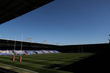 Warrington Wolves 'un evindeki Halliwell Jones Stadyumu' nun genel görünümü, Betfred Challenge Kupası çeyrek final maçı öncesinde Warrington Wolves St. Helens 'e karşı Halliwell Jones Stadyumu, Warrington, 5 Nisan 2025