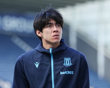 Stoke City 'den Tatsuki Seko, 5 Nisan 2025' te İngiltere 'nin Deepdale kentindeki Preston North End-Stoke City maçında stadyuma geldi.