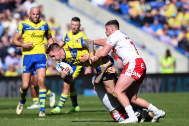 Warrington Wolves 'tan Marc Sneyd, 5 Nisan 2025' te İngiltere 'nin Warrington kentinde oynanan Betfred Challenge Kupası çeyrek final maçı Warrington Wolves' a karşı St Helens maçında mücadele etti.