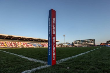 DIY Kitchens Stadyumu 'nun genel görüntüsü Betfred Challenge Kupası çeyrek final maçı öncesinde DIY Kitchens Stadyumu, Wakefield, Birleşik Krallık' ta Wakefield Trinity 'ye karşı Leigh Leopards maçı, 4 Nisan 2025