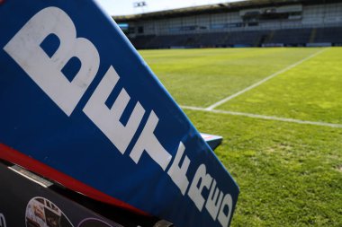 Warrington Wolves 'un evindeki Halliwell Jones Stadyumu' nun genel görünümü, Betfred Challenge Kupası çeyrek final maçı öncesinde Warrington Wolves St. Helens 'e karşı Halliwell Jones Stadyumu, Warrington, 5 Nisan 2025