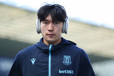 Stoke City 'den Bae Jun-Ho, 5 Nisan 2025' te İngiltere 'nin Deepdale kentindeki Preston North End-Stoke City maçında stadyuma geldi.