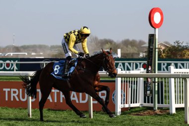 Paul Townend 'in sürdüğü Salvator Mundi, 4 Nisan 2025' te Aintree Yarış Pisti, Liverpool, Birleşik Krallık 'ta düzenlenen Randox Grand National 2025 Kadınlar Günü' nde Güvenilir Ticaret Adayları En İyi Adayları Engeli kazandı.