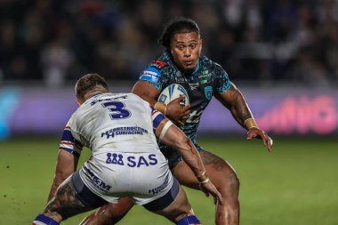 Leigh Leoparları 'ndan Tesi Niu, Birleşik Krallık' ın Wakefield kentindeki DIY Kitchens Stadyumu 'nda oynanan Betfred Challenge Cup Quarter Final maçında maç sırasında hareket halindeydi.