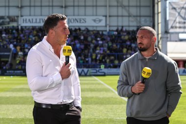 Sam Burgess Warrington Wolves baş antrenörü Betfred Challenge Kupası çeyrek final maçı sırasında BBC Sport ile konuştu. Warrington Wolves, St. Helens 'e karşı Halliwell Jones Stadyumu, Warrington, Birleşik Krallık, 6 Nisan 2025