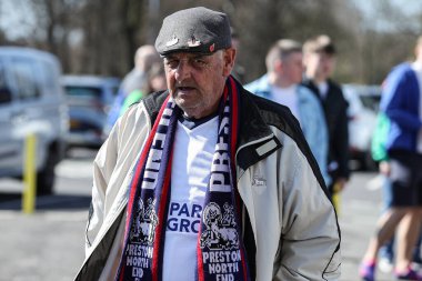 Preston North End taraftarı, 5 Nisan 2025 'te İngiltere' nin Deepdale kentinde oynanan Preston North End Stoke City maçında stadyuma geldi.
