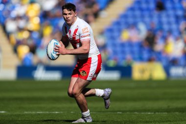 St. Helens takımından Jack Welsby, 5 Nisan 2025 'te Halliwell Jones Stadyumu, Warrington, İngiltere' de oynanan Warrington Wolves-St Helens maçında oynanan Betfred Challenge Kupası çeyrek final maçında...