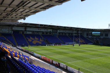 Halliwell Jones Stadyumu 'nun Betfred Challenge Kupası çeyrek final maçı sırasında Halliwell Jones Stadyumu, Warrington, 6 Nisan 2025' te Warrington Wolves-St Helens maçında genel bir görüntüsü.