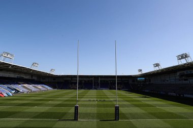 Warrington Wolves 'un evindeki Halliwell Jones Stadyumu' nun genel görünümü, Betfred Challenge Kupası çeyrek final maçı öncesinde Warrington Wolves St. Helens 'e karşı Halliwell Jones Stadyumu, Warrington, 5 Nisan 2025