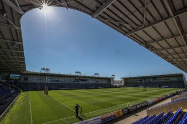 Halliwell Jones Stadyumu 'nun Betfred Challenge Kupası çeyrek final maçı sırasında Halliwell Jones Stadyumu, Warrington, 6 Nisan 2025' te Warrington Wolves-St Helens maçında genel bir görüntüsü.