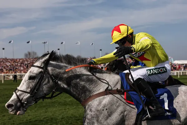 Harry Cobden 'ın bindiği Caldwell Potter, 4 Nisan 2025' te Aintree Yarış Pisti 'nde düzenlenen Randox Grand 2025 Kadınlar Günü' nde Huyton Asphalt Franny Blennerhassett Memorial Mildmay Adayları 'nın lideri.