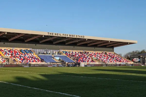 DIY Kitchens Stadyumu 'nun genel görüntüsü Betfred Challenge Kupası çeyrek final maçı öncesinde DIY Kitchens Stadyumu, Wakefield, Birleşik Krallık' ta Wakefield Trinity 'ye karşı Leigh Leopards maçı, 4 Nisan 2025