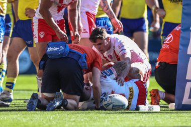 St. Helens 'ten Daryl Clark, 6 Nisan 2025' te Halliwell Jones Stadyumu, Warrington, Birleşik Krallık 'ta oynanan Betfred Challenge Kupası çeyrek final karşılaşmasında sakatlandı.