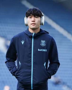 Stoke City 'den Bae Jun-Ho, 5 Nisan 2025' te İngiltere 'nin Deepdale kentindeki Preston North End-Stoke City maçında stadyuma geldi.