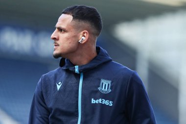 Stoke City 'den Ali Al-Hamadi, 5 Nisan 2025' te İngiltere 'nin Deepdale kentindeki Preston North End-Stoke City maçında stadyuma geldi.