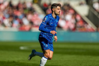 Chelsea 'den Pedro Neto Premier Lig karşılaşmasında Brentford Chelsea' ye karşı Gtech Community Stadyumu 'nda 6 Nisan 2025' te koşuyor.