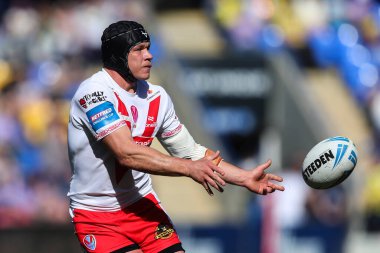 St. Helens 'ten Jonny Lomax Betfred Challenge Kupası çeyrek final maçı sırasında Warrington Wolves St. Helens' e karşı Halliwell Jones Stadyumu, Warrington, Birleşik Krallık, 5 Nisan 2025
