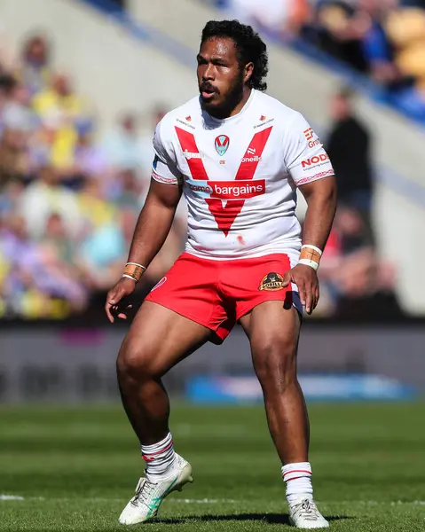 St. Helens 'ten Agnatius Paasi Betfred Challenge Kupası çeyrek final maçı sırasında Warrington Wolves St. Helens' e karşı Halliwell Jones Stadyumu, Warrington, Birleşik Krallık, 5 Nisan 2025