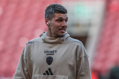 Leeds United takımından Jol Piroe, Middlesbrough - Leeds United maçında 8 Nisan 2025 'te Riverside Stadyumu, Middlesbrough, Birleşik Krallık' a geldi.