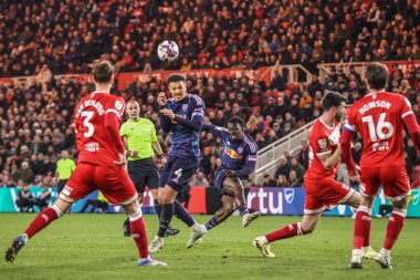 Leeds United takımından Wilfried Gnonto, Middlesbrough - Leeds United maçında 8 Nisan 2025 'te Riverside Stadyumu, Middlesbrough, İngiltere' de kalede gol attı.