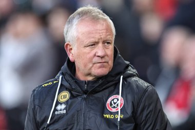 Sheffield United 'ın Chris Wilder teknik direktörü, Sheffield United' ın Bramall Lane, Sheffield, İngiltere 'de 8 Nisan 2025' te oynadığı 