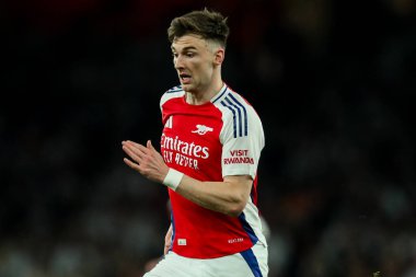 Arsenal 'den Kieran Tierney, UEFA Şampiyonlar Ligi çeyrek final maçı sırasında Emirates Stadyumu, Londra, Birleşik Krallık' ta Arsenal 'e karşı Real Madrid maçında, 8 Nisan 2025